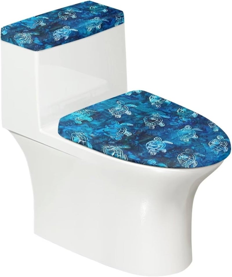 Flashideas Turtle Toilet Lid Cover and Toilet Tank Cover 2Pcs Toilet Seat Cover and Tank Lid Covers Stretch Toilet Covers Set for Bathroom Fits Most Toilet Tanks & Lids - Image 2